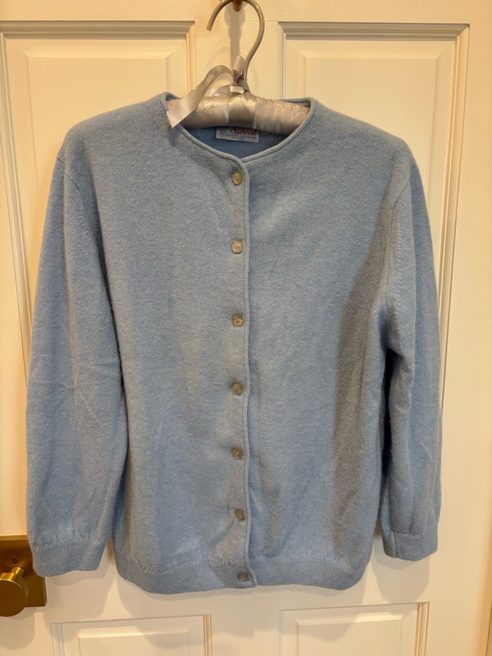 Classic Powder Blue Button-Front Cardigan Sweater